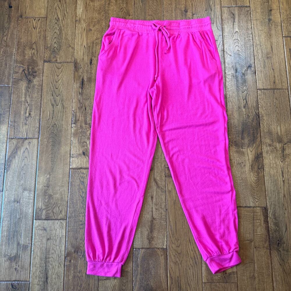 Crown & Ivy Hot Pink 2 Piece Sweat Set Sweatshirt & Pants Size L Women's - Picture 3 of 12